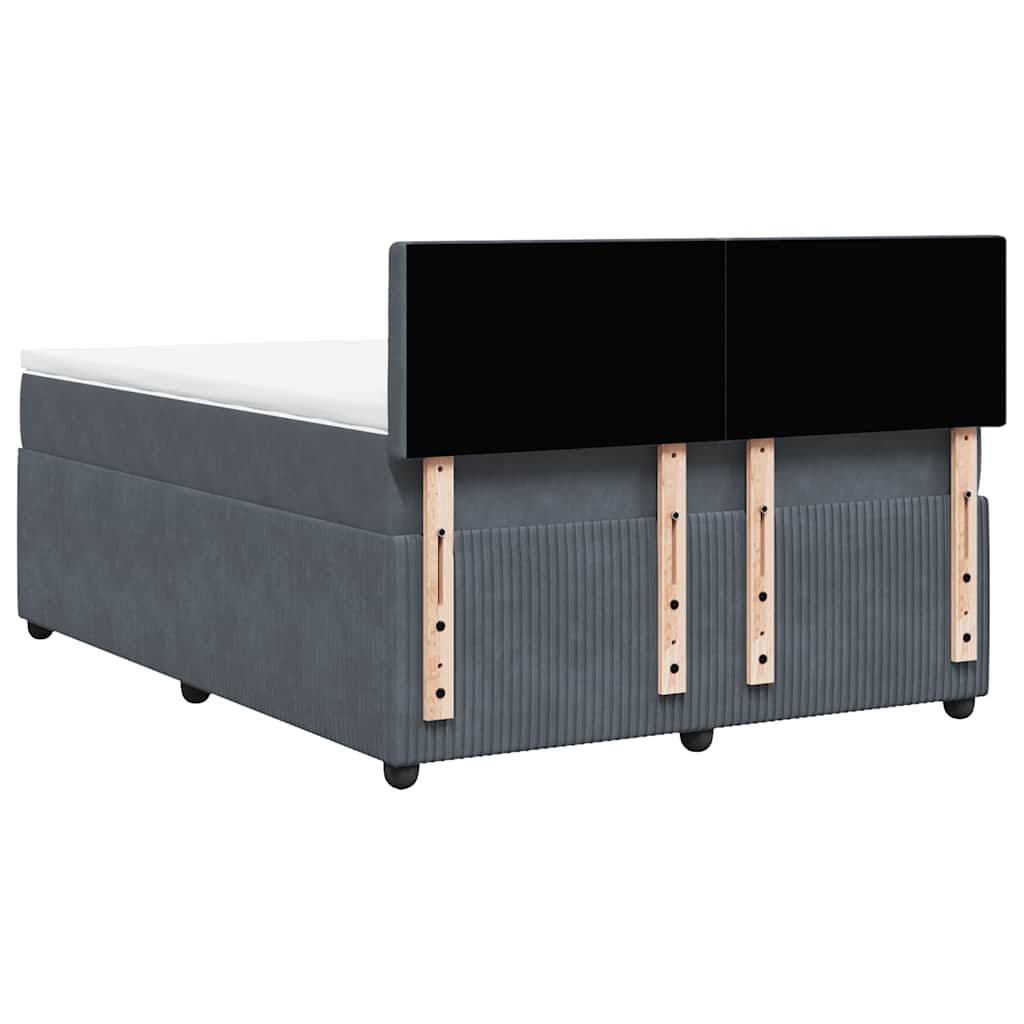 Κρεβάτι Boxspring με Στρώμα Σκούρο Γκρι 140x200 εκ. Βελούδινο - Pakobazaar