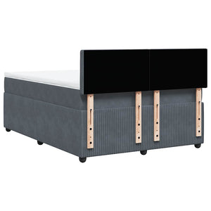 Κρεβάτι Boxspring με Στρώμα Σκούρο Γκρι 140x200 εκ. Βελούδινο - Pakobazaar