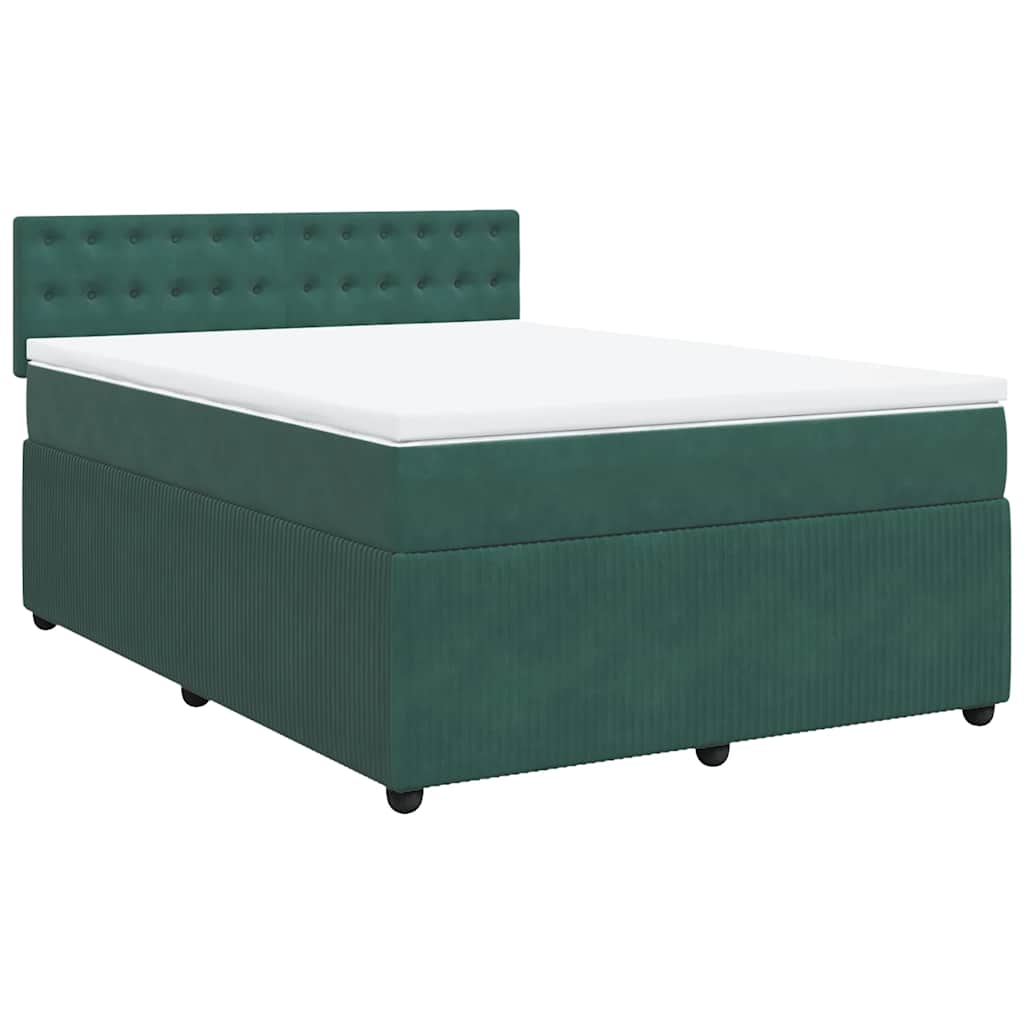 Κρεβάτι Boxspring με Στρώμα Σκούρο Πράσινο 140x200εκ. Βελούδινο - Pakobazaar