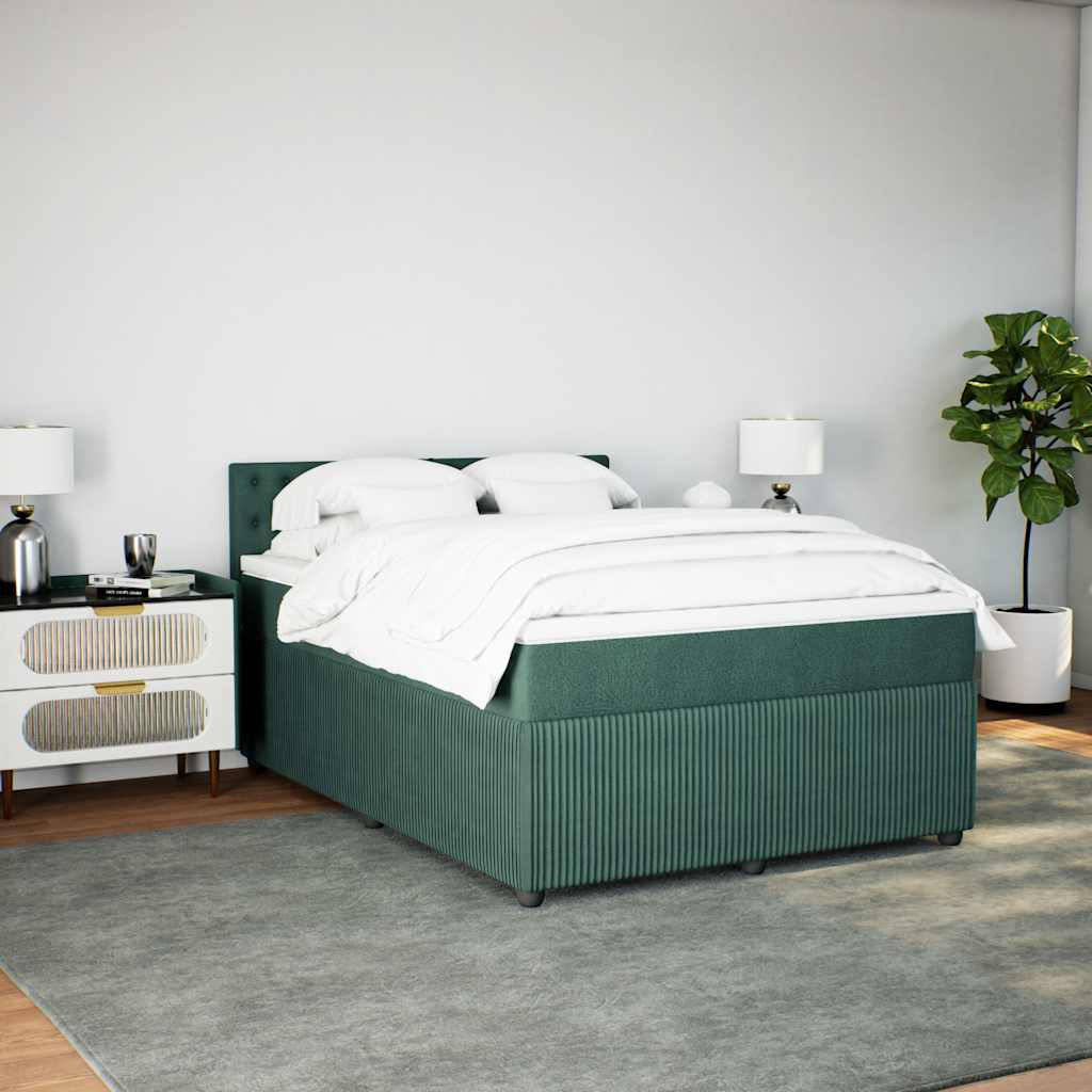 Κρεβάτι Boxspring με Στρώμα Σκούρο Πράσινο 140x200εκ. Βελούδινο - Pakobazaar