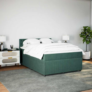 Κρεβάτι Boxspring με Στρώμα Σκούρο Πράσινο 140x200εκ. Βελούδινο - Pakobazaar