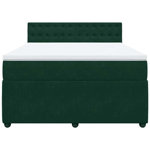 Κρεβάτι Boxspring με Στρώμα Σκούρο Πράσινο 140x200εκ. Βελούδινο - Pakobazaar