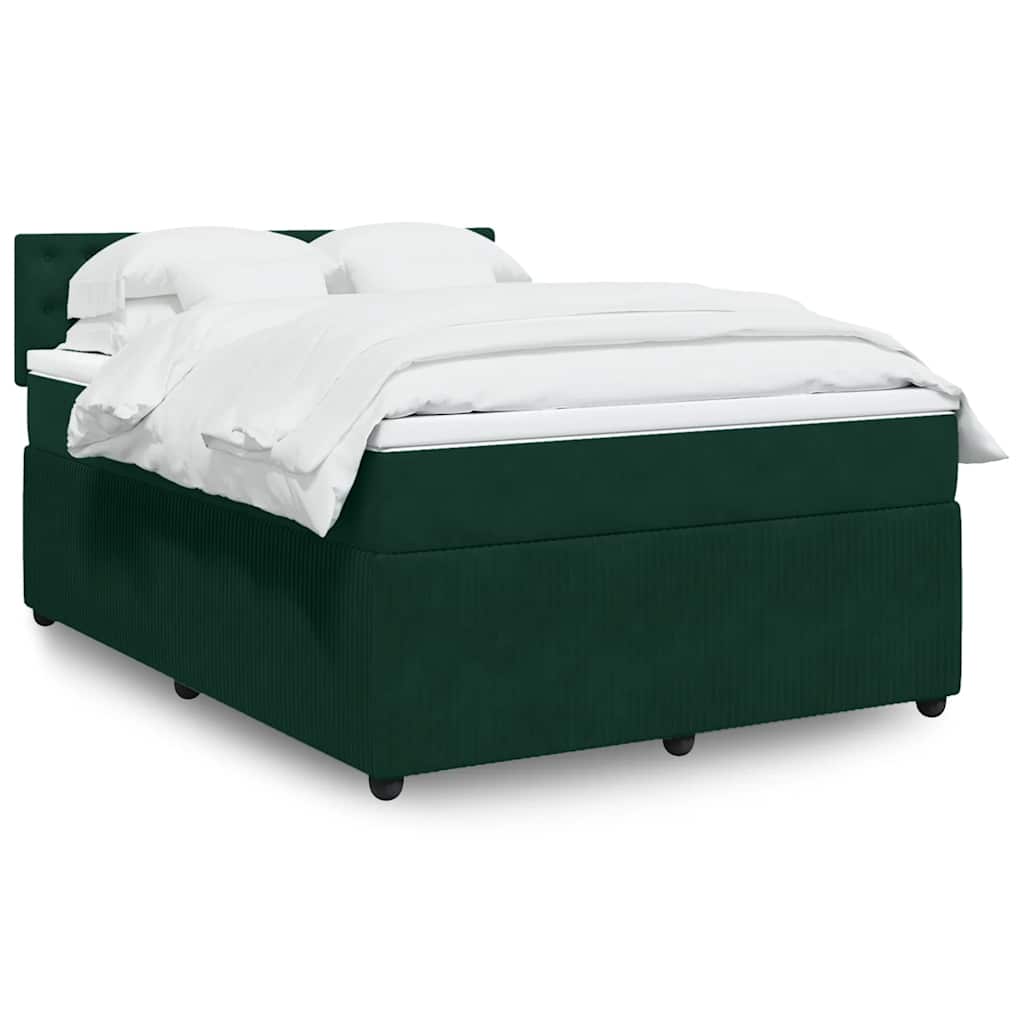 Κρεβάτι Boxspring με Στρώμα Σκούρο Πράσινο 140x200εκ. Βελούδινο - Pakobazaar