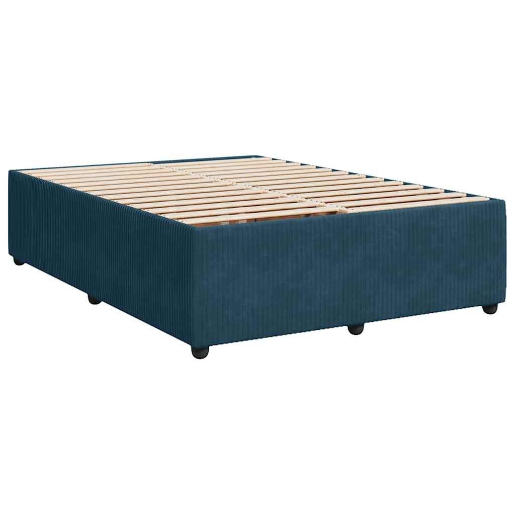 Κρεβάτι Boxspring με Στρώμα Μπλε 140x200 εκ. Βελούδινο - Pakobazaar