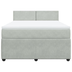 Κρεβάτι Boxspring με Στρώμα Ανοιχτό Γκρι 160x200 εκ. Βελούδινο - Pakobazaar