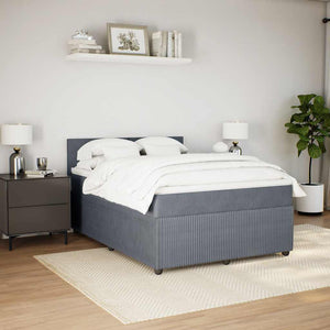 Κρεβάτι Boxspring με Στρώμα Σκούρο Γκρι 160x200 εκ. Βελούδινο - Pakobazaar