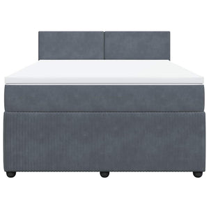 Κρεβάτι Boxspring με Στρώμα Σκούρο Γκρι 160x200 εκ. Βελούδινο - Pakobazaar