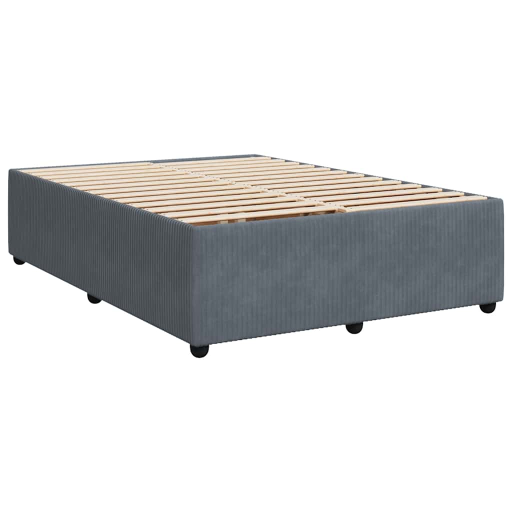 Κρεβάτι Boxspring με Στρώμα Σκούρο Γκρι 160x200 εκ. Βελούδινο - Pakobazaar