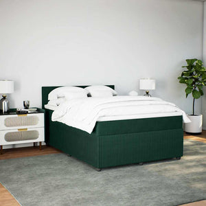 Κρεβάτι Boxspring με Στρώμα Σκούρο Πράσινο 160x200εκ. Βελούδινο - Pakobazaar