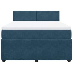 Κρεβάτι Boxspring με Στρώμα Μπλε 160x200 εκ. Βελούδινο - Pakobazaar