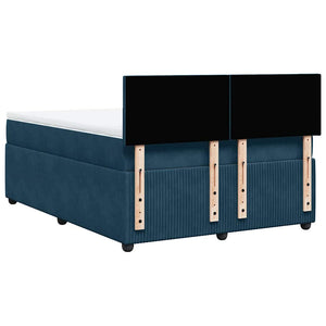Κρεβάτι Boxspring με Στρώμα Μπλε 160x200 εκ. Βελούδινο - Pakobazaar