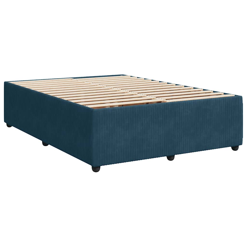 Κρεβάτι Boxspring με Στρώμα Μπλε 160x200 εκ. Βελούδινο - Pakobazaar