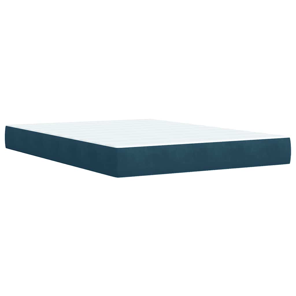 Κρεβάτι Boxspring με Στρώμα Μπλε 160x200 εκ. Βελούδινο - Pakobazaar