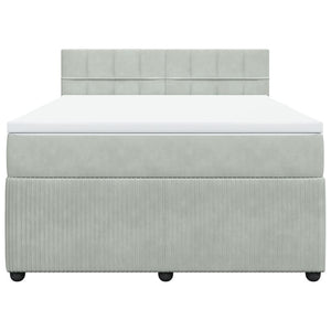 Κρεβάτι Boxspring με Στρώμα Ανοιχτό Γκρι 160x200 εκ. Βελούδινο - Pakobazaar