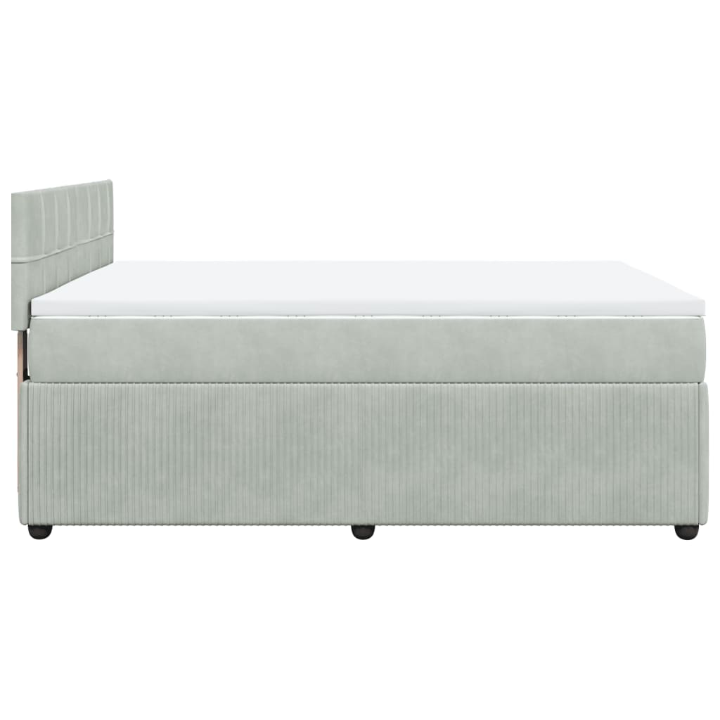 Κρεβάτι Boxspring με Στρώμα Ανοιχτό Γκρι 160x200 εκ. Βελούδινο - Pakobazaar
