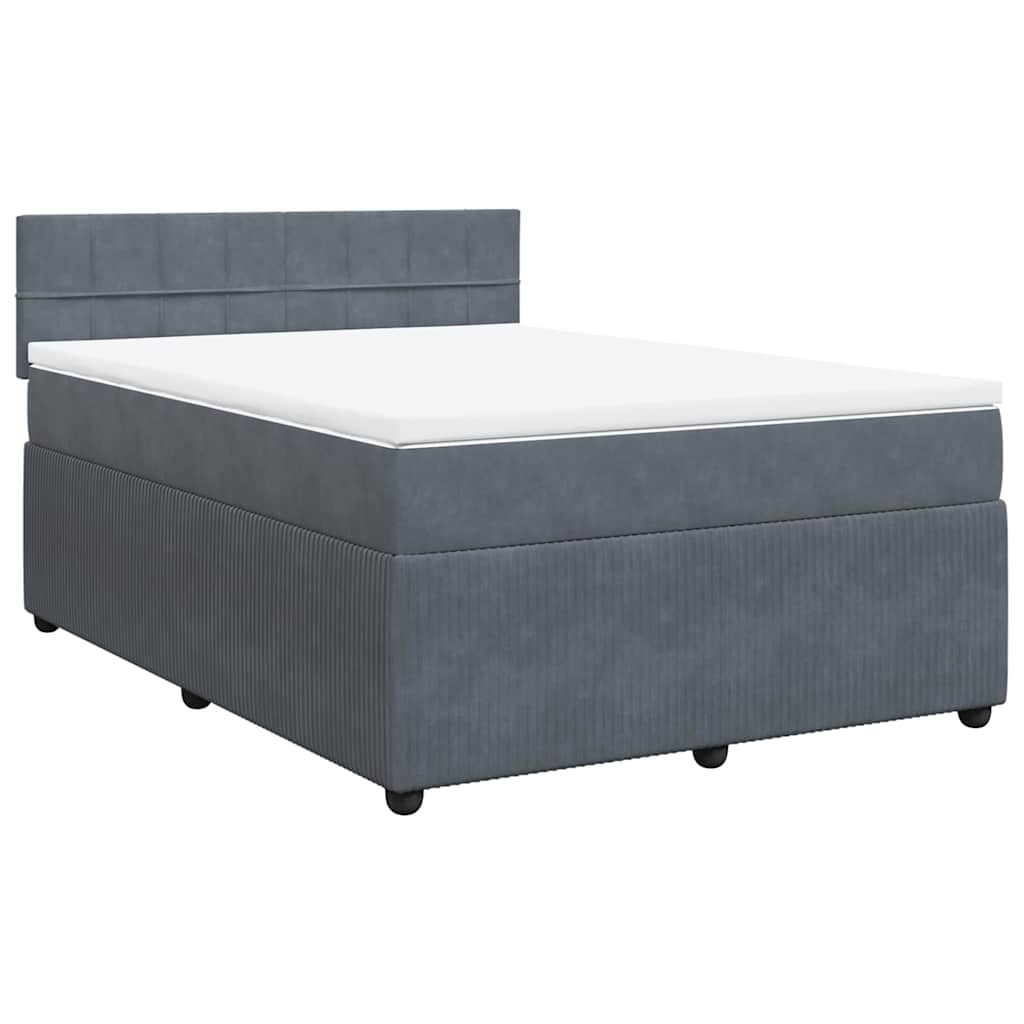 Κρεβάτι Boxspring με Στρώμα Σκούρο Γκρι 160x200 εκ. Βελούδινο - Pakobazaar