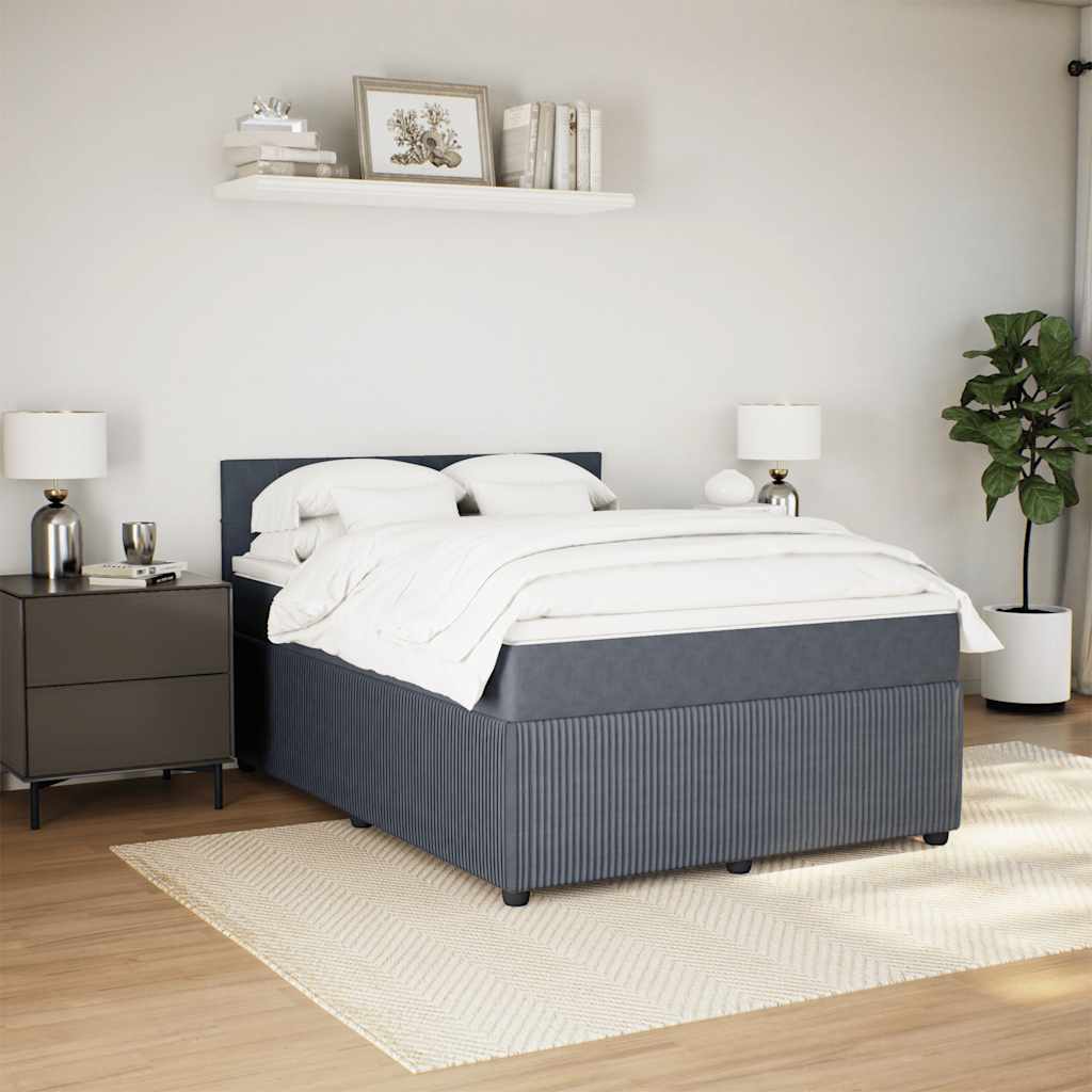 Κρεβάτι Boxspring με Στρώμα Σκούρο Γκρι 160x200 εκ. Βελούδινο - Pakobazaar