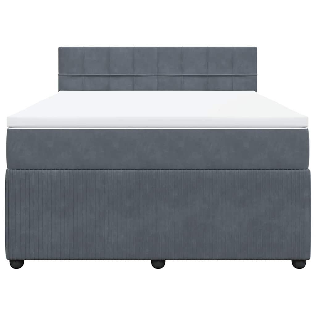 Κρεβάτι Boxspring με Στρώμα Σκούρο Γκρι 160x200 εκ. Βελούδινο - Pakobazaar