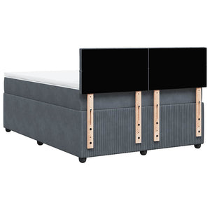 Κρεβάτι Boxspring με Στρώμα Σκούρο Γκρι 160x200 εκ. Βελούδινο - Pakobazaar