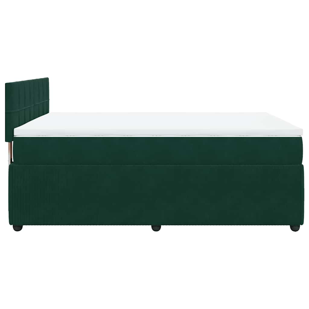 Κρεβάτι Boxspring με Στρώμα Σκούρο Πράσινο 160x200εκ. Βελούδινο - Pakobazaar