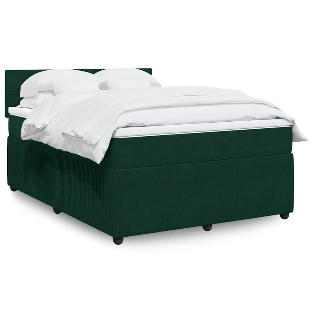 Κρεβάτι Boxspring με Στρώμα Σκούρο Πράσινο 160x200εκ. Βελούδινο - Pakobazaar