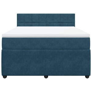 Κρεβάτι Boxspring με Στρώμα Μπλε 160x200 εκ. Βελούδινο - Pakobazaar