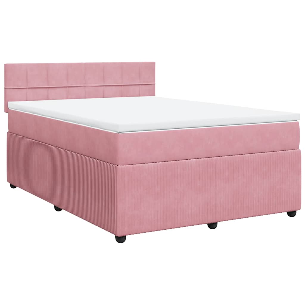 Κρεβάτι Boxspring με Στρώμα Ροζ 160x200 εκ. Βελούδινο - Pakobazaar