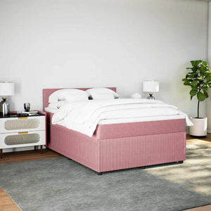 Κρεβάτι Boxspring με Στρώμα Ροζ 160x200 εκ. Βελούδινο - Pakobazaar