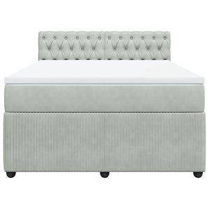 Κρεβάτι Boxspring με Στρώμα Ανοιχτό Γκρι 160x200 εκ. Βελούδινο - Pakobazaar