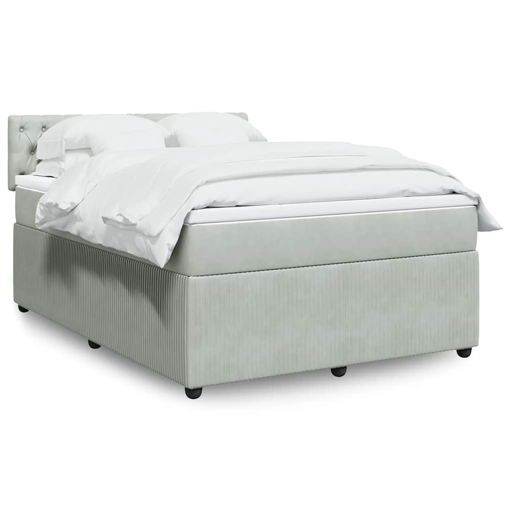 Κρεβάτι Boxspring με Στρώμα Ανοιχτό Γκρι 160x200 εκ. Βελούδινο - Pakobazaar