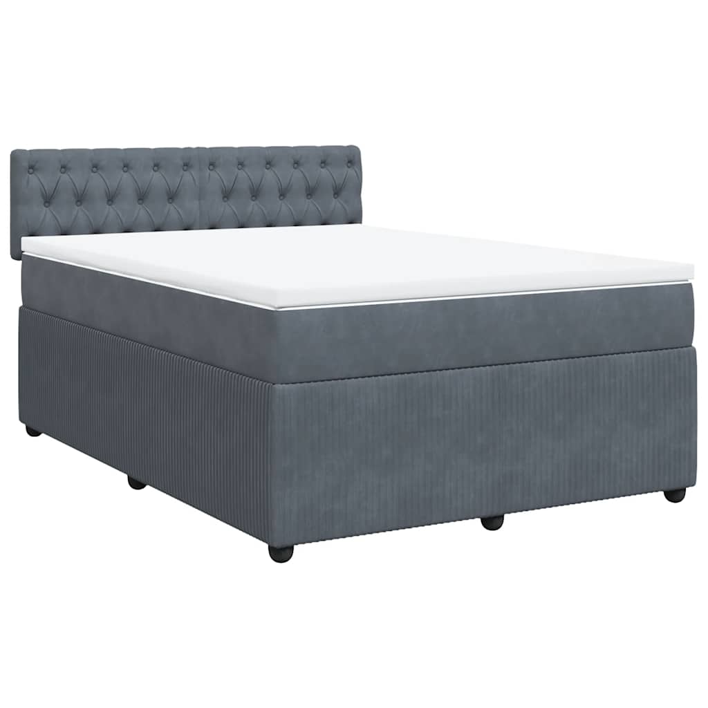 Κρεβάτι Boxspring με Στρώμα Σκούρο Γκρι 160x200 εκ. Βελούδινο - Pakobazaar