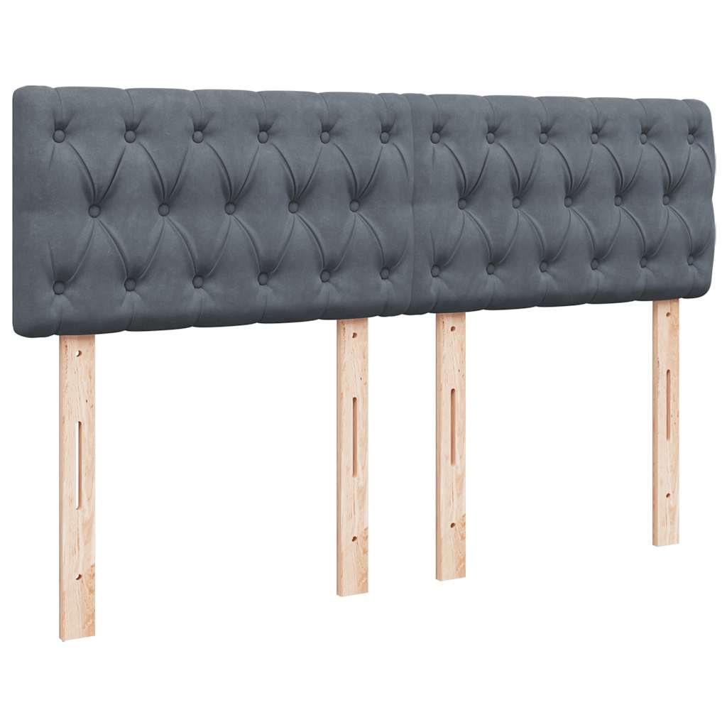Κρεβάτι Boxspring με Στρώμα Σκούρο Γκρι 160x200 εκ. Βελούδινο - Pakobazaar