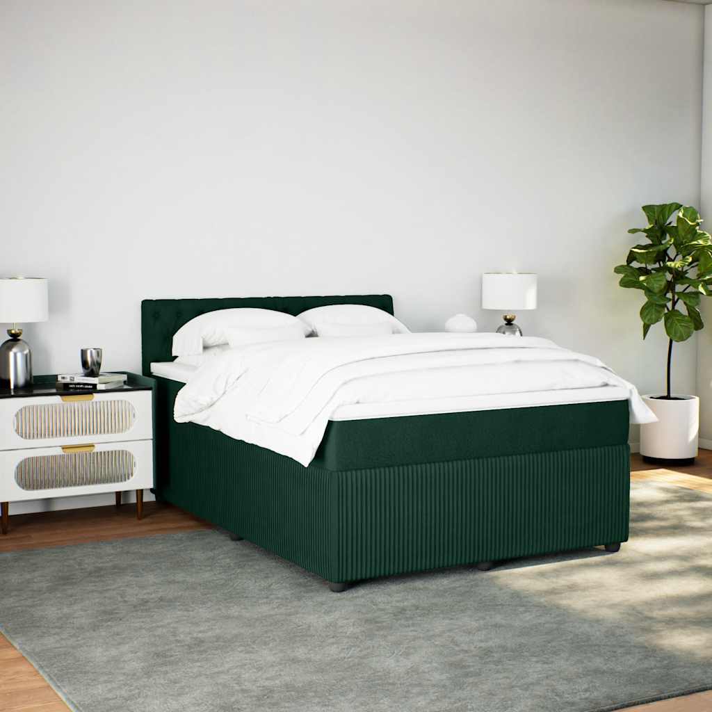 Κρεβάτι Boxspring με Στρώμα Σκούρο Πράσινο 160x200εκ. Βελούδινο - Pakobazaar