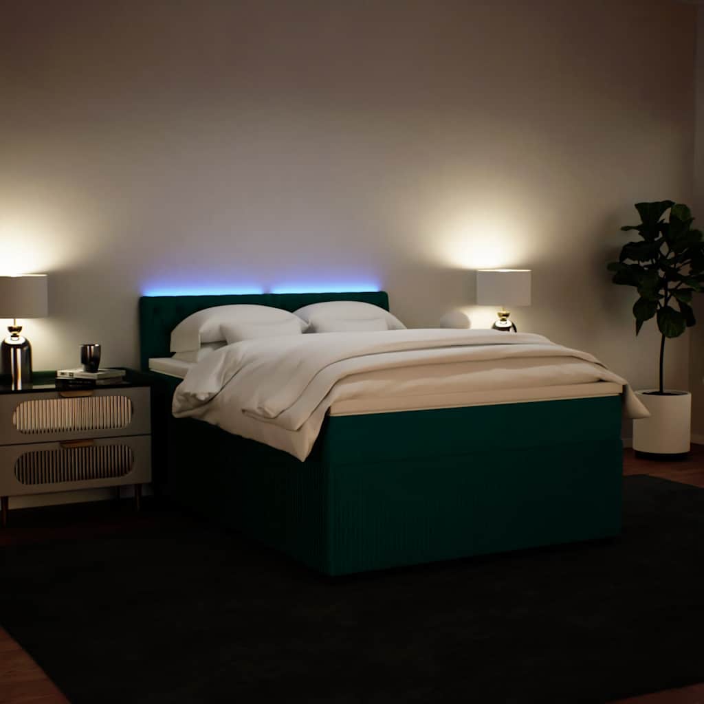 Κρεβάτι Boxspring με Στρώμα Σκούρο Πράσινο 160x200εκ. Βελούδινο - Pakobazaar