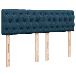 Κρεβάτι Boxspring με Στρώμα Μπλε 160x200 εκ. Βελούδινο - Pakobazaar