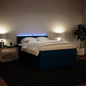 Κρεβάτι Boxspring με Στρώμα Μπλε 160x200 εκ. Βελούδινο - Pakobazaar