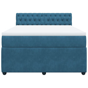 Κρεβάτι Boxspring με Στρώμα Μπλε 160x200 εκ. Βελούδινο - Pakobazaar