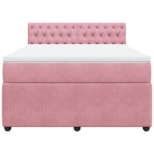 Κρεβάτι Boxspring με Στρώμα Ροζ 160x200 εκ. Βελούδινο - Pakobazaar