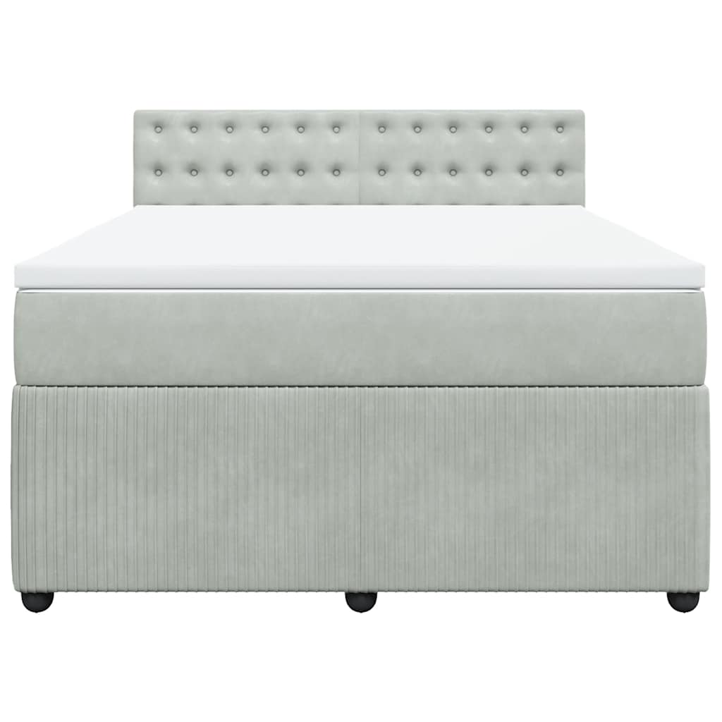 Κρεβάτι Boxspring με Στρώμα Ανοιχτό Γκρι 160x200 εκ. Βελούδινο - Pakobazaar