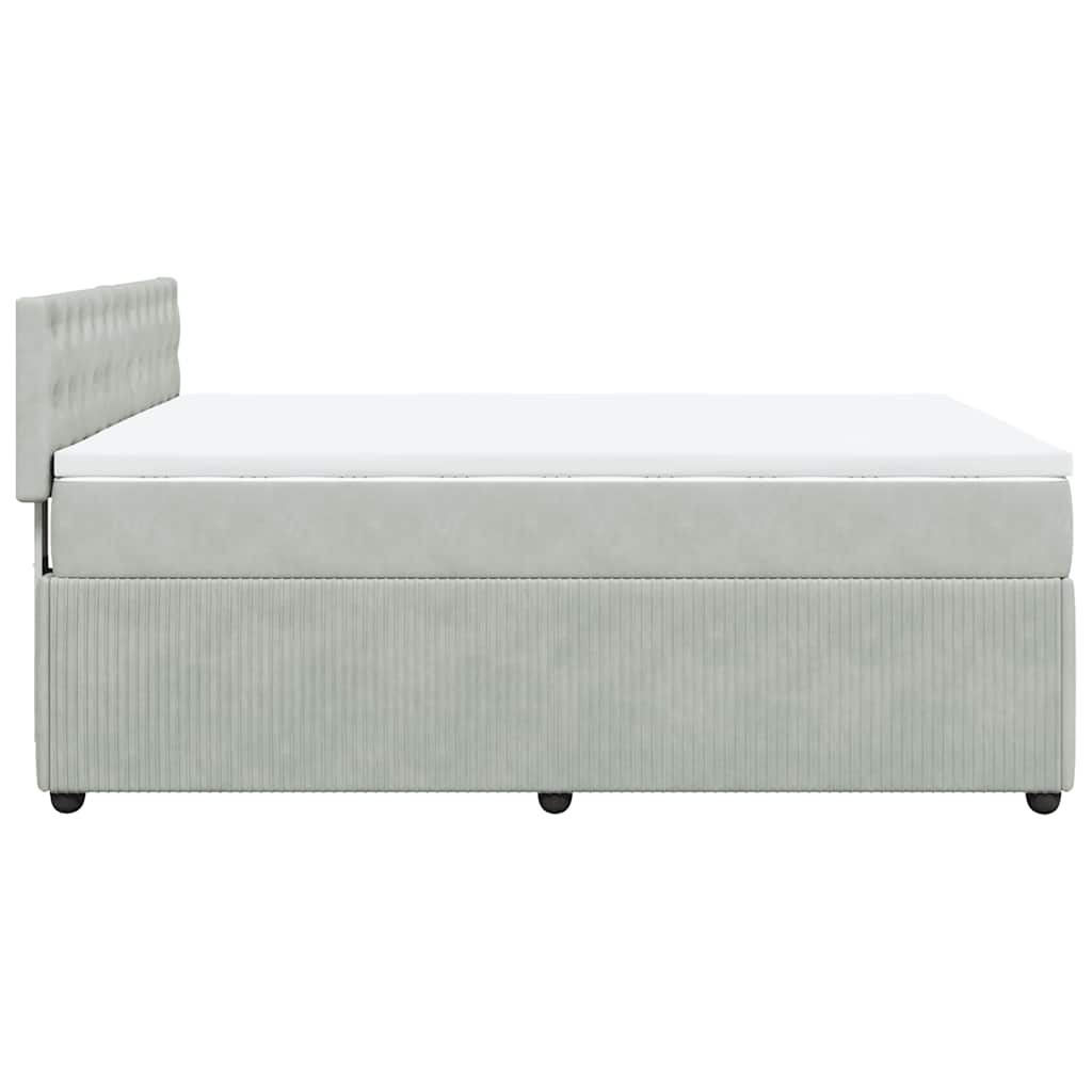 Κρεβάτι Boxspring με Στρώμα Ανοιχτό Γκρι 160x200 εκ. Βελούδινο - Pakobazaar
