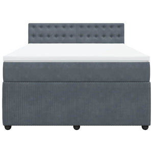 Κρεβάτι Boxspring με Στρώμα Σκούρο Γκρι 160x200 εκ. Βελούδινο - Pakobazaar