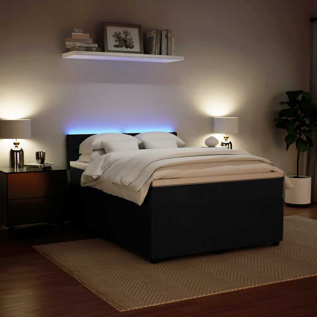 Κρεβάτι Boxspring με Στρώμα Μαύρο 160x200 εκ. Βελούδινο - Pakobazaar