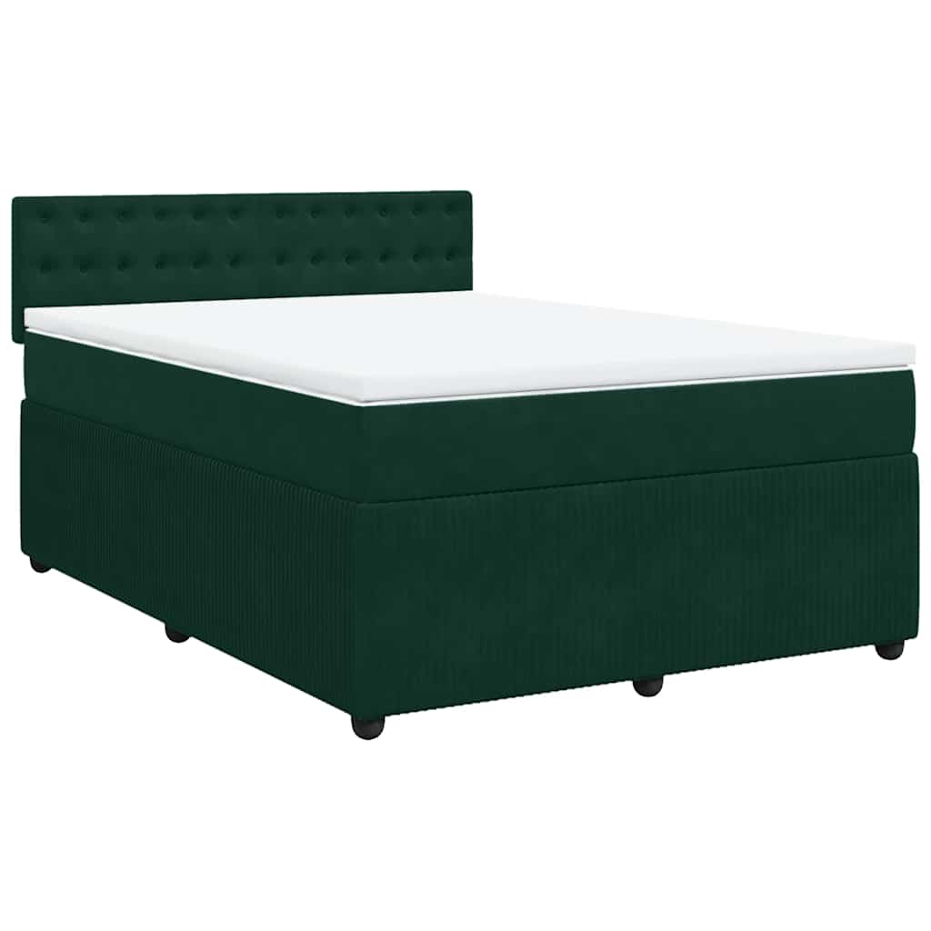 Κρεβάτι Boxspring με Στρώμα Σκούρο Πράσινο 160x200εκ. Βελούδινο - Pakobazaar