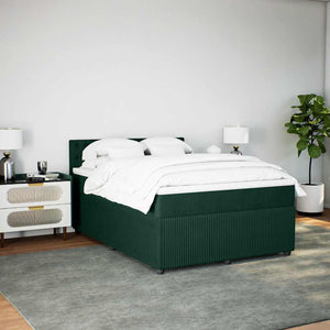 Κρεβάτι Boxspring με Στρώμα Σκούρο Πράσινο 160x200εκ. Βελούδινο - Pakobazaar