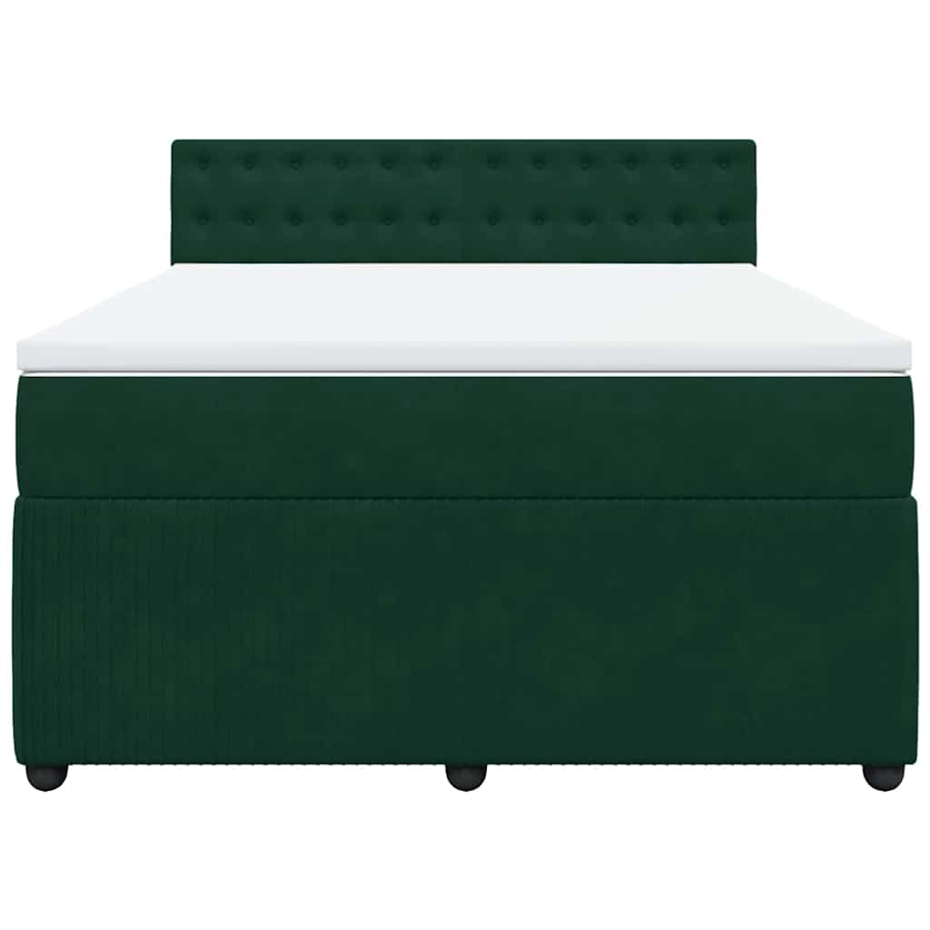 Κρεβάτι Boxspring με Στρώμα Σκούρο Πράσινο 160x200εκ. Βελούδινο - Pakobazaar