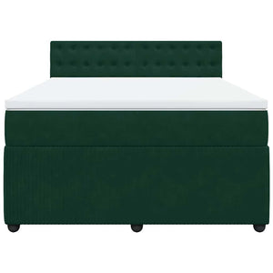 Κρεβάτι Boxspring με Στρώμα Σκούρο Πράσινο 160x200εκ. Βελούδινο - Pakobazaar