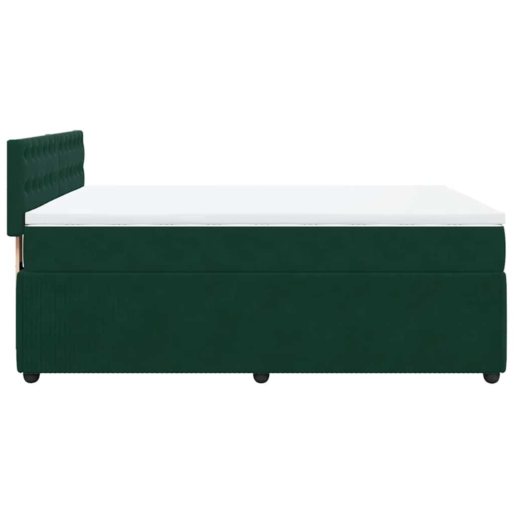 Κρεβάτι Boxspring με Στρώμα Σκούρο Πράσινο 160x200εκ. Βελούδινο - Pakobazaar