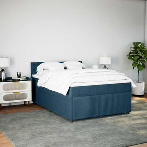 Κρεβάτι Boxspring με Στρώμα Μπλε 160x200 εκ. Βελούδινο - Pakobazaar