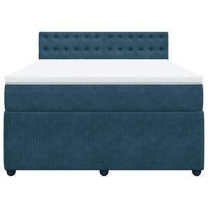 Κρεβάτι Boxspring με Στρώμα Μπλε 160x200 εκ. Βελούδινο - Pakobazaar
