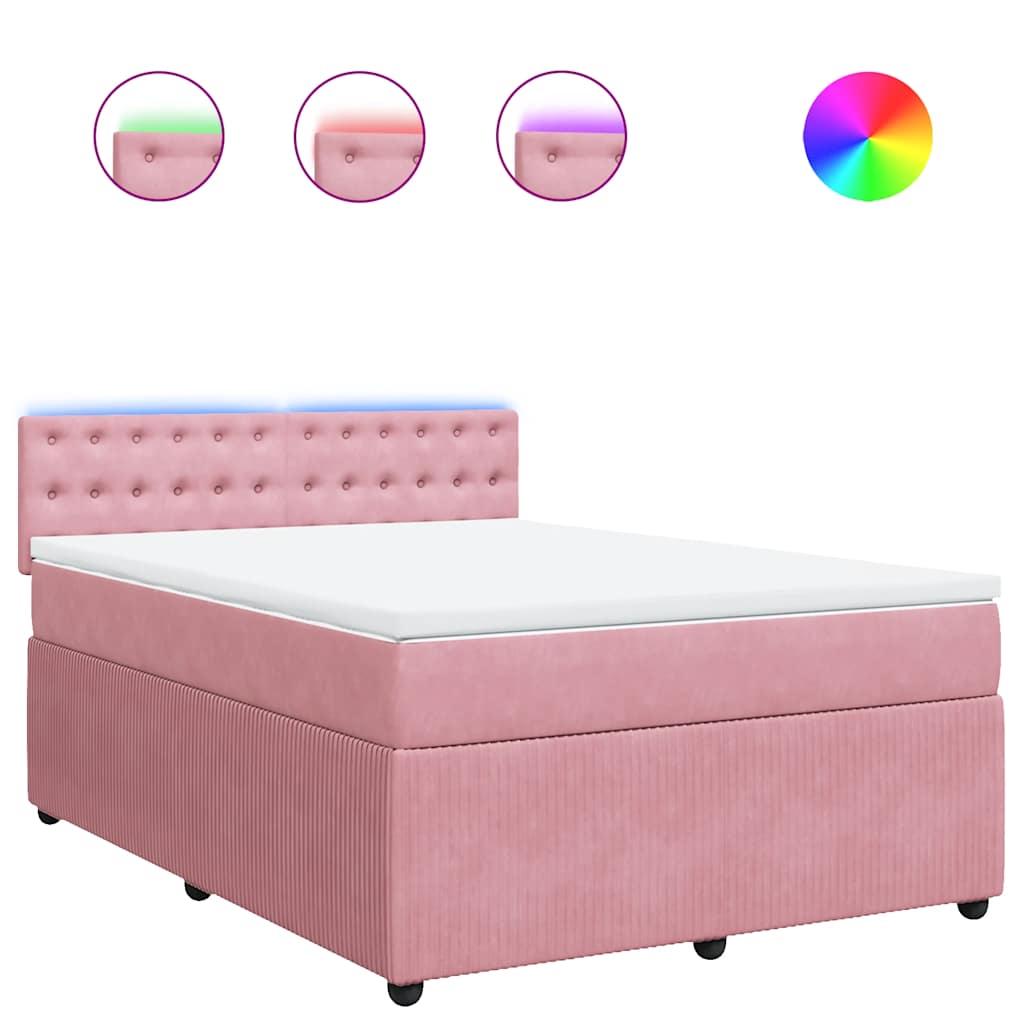 Κρεβάτι Boxspring με Στρώμα Ροζ 160x200 εκ. Βελούδινο - Pakobazaar